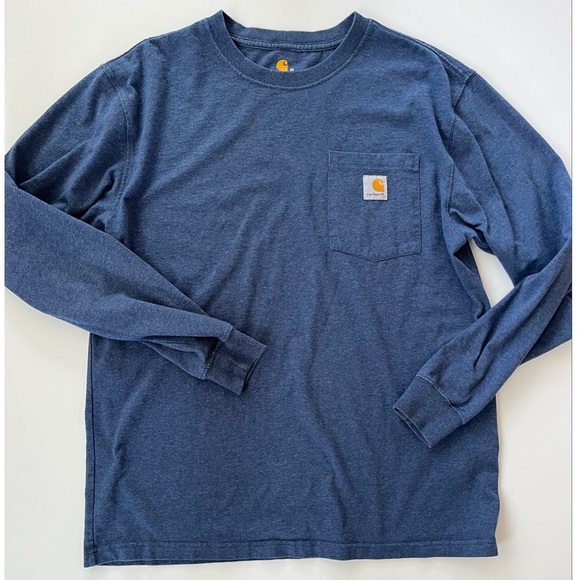 Carhartt Men’s Blue Long Sleeve Original Fit Pocket T-Shirt Size Medium - Picture 4 of 7